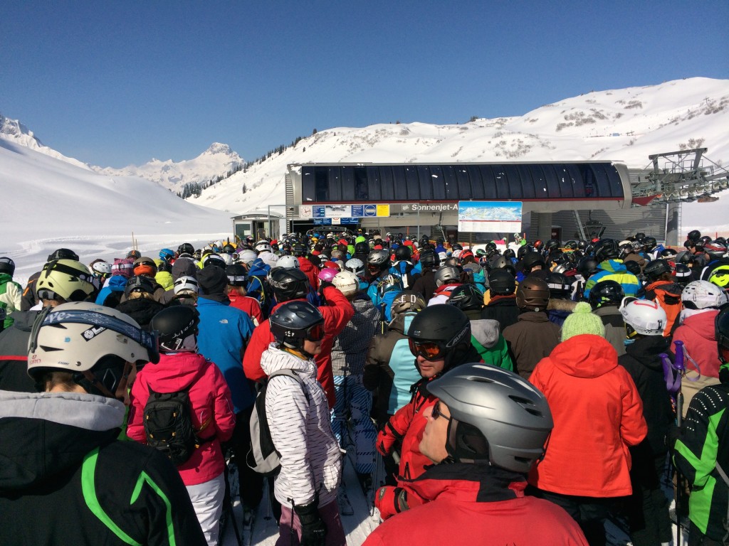 Massive lift queues and crowded slopes