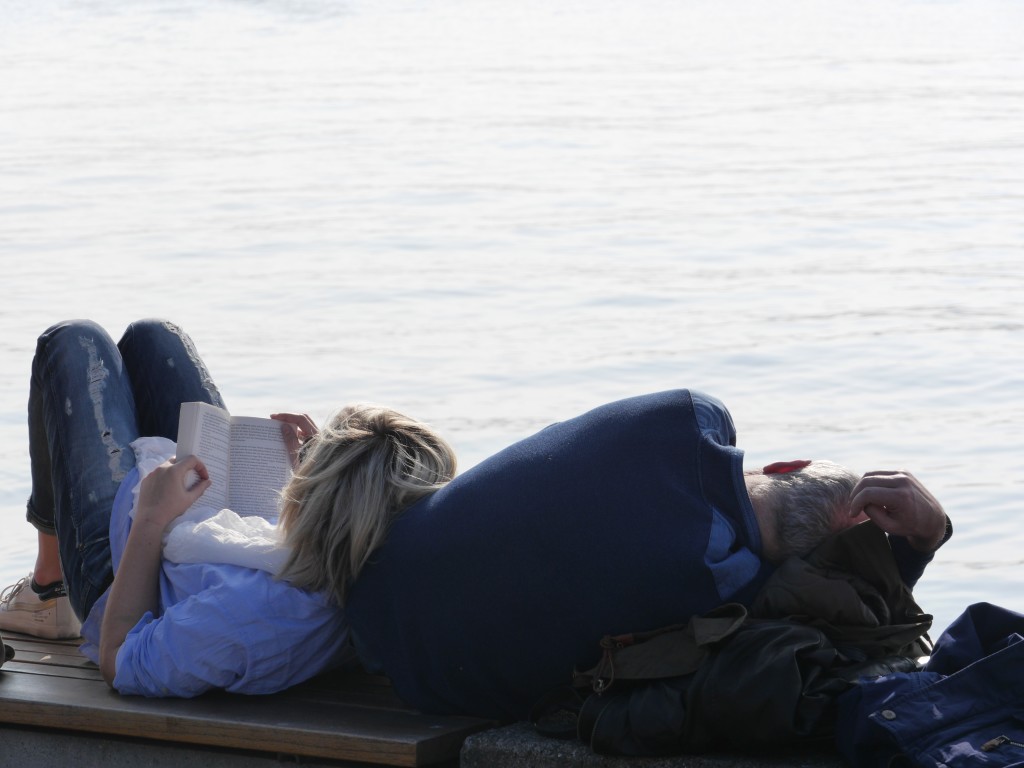Relaxing by the water