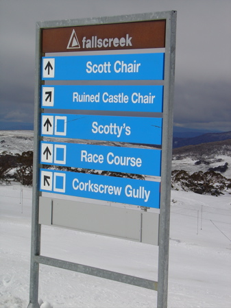 Slopes signs at Falls Creek Australia