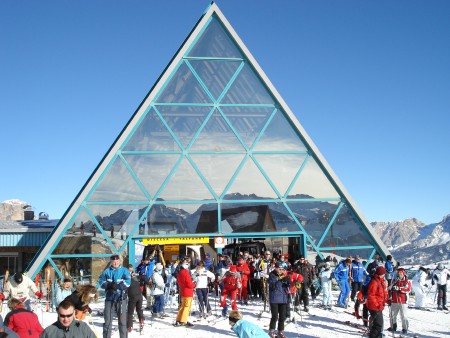 Top point of the Boe Gondola - the Boe is the closest lift to the Casia De Munt hotel - skiing corvara